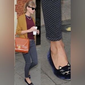 AG ADRIANO GOLDSCHMIED  Gray PolkaDot Corduroy Pant ASO Taylor Swift size 27